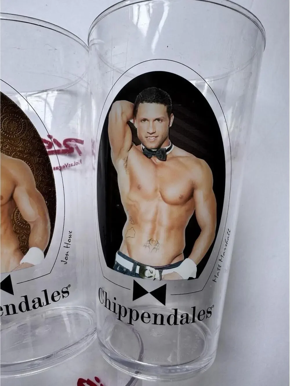 Chippendale Plastic Drinking Glasses, Six, Rio Las Vegas, Male Strippers